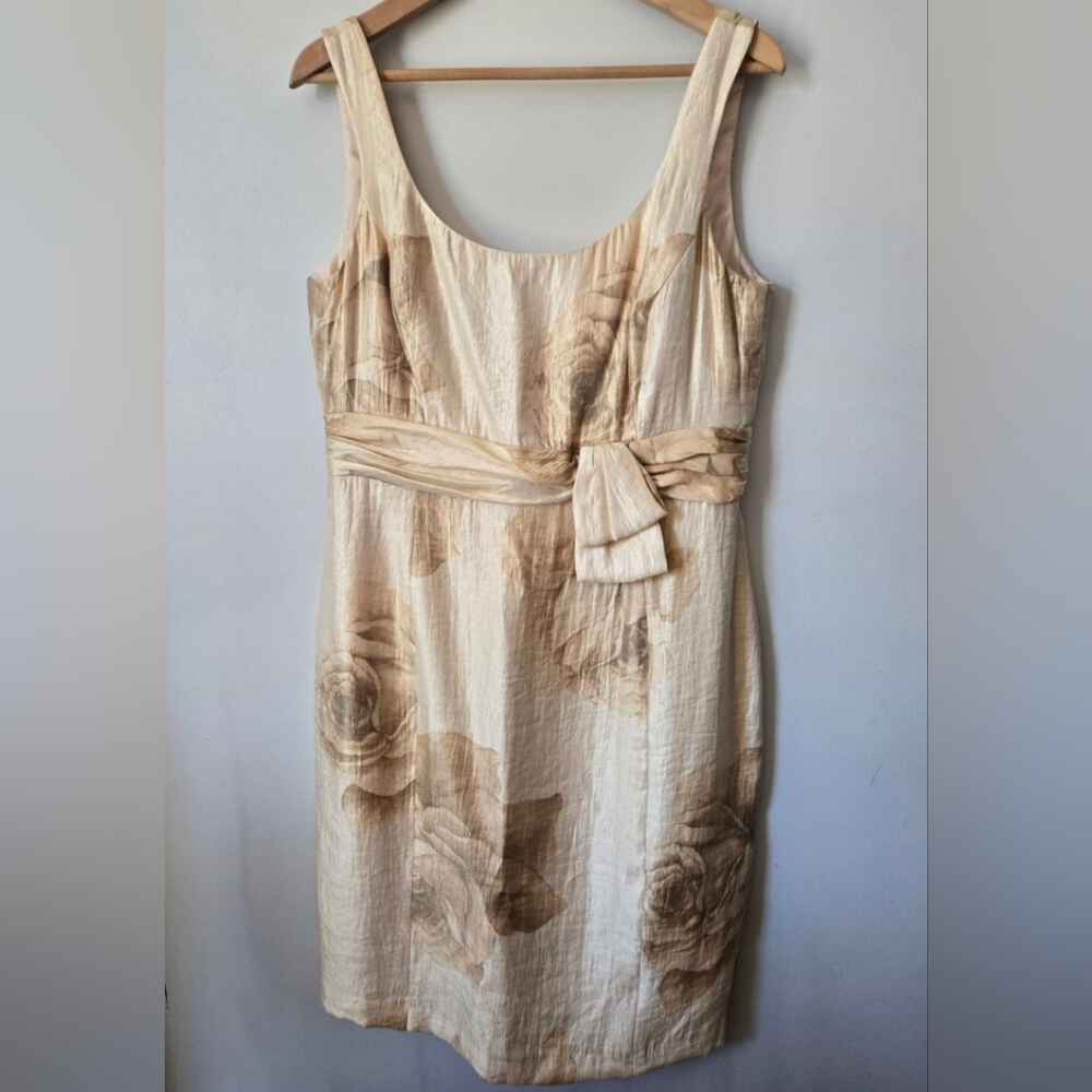JONES NEW YORK Elegant Cream Floral Rayon Blend Dress